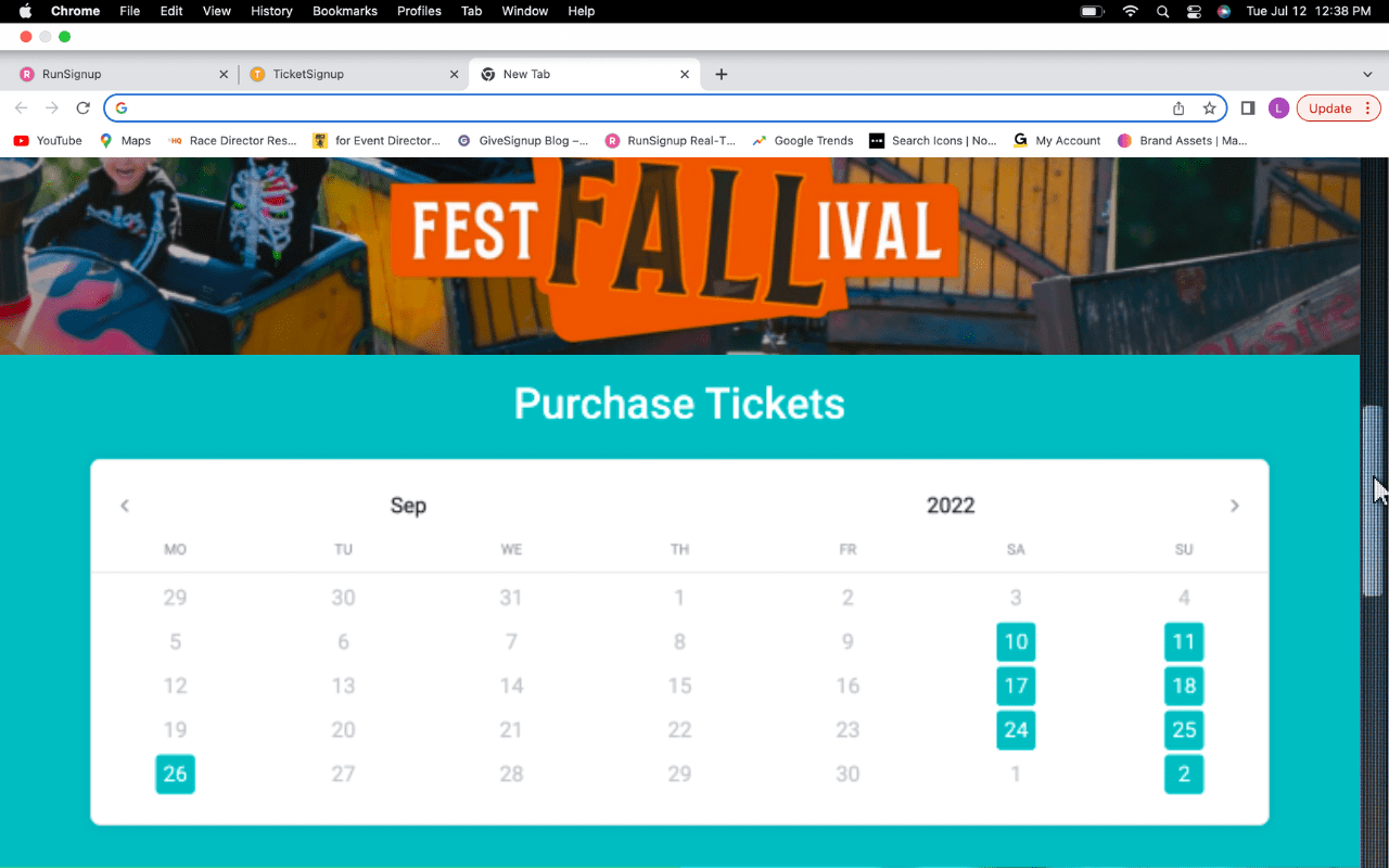 Calendar for Multiday, Timed Entry Tickets TicketSignup