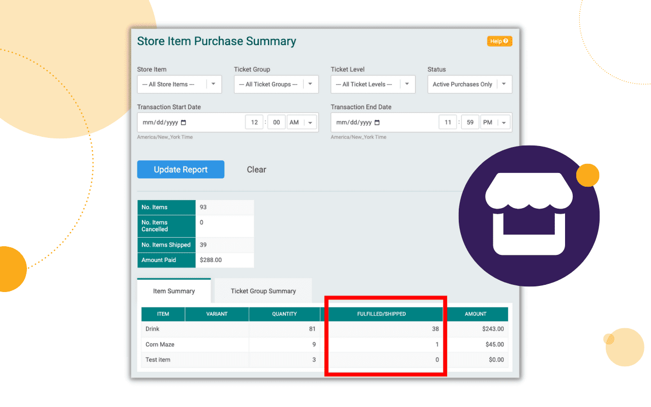Store Fulfillment Report TicketSignup