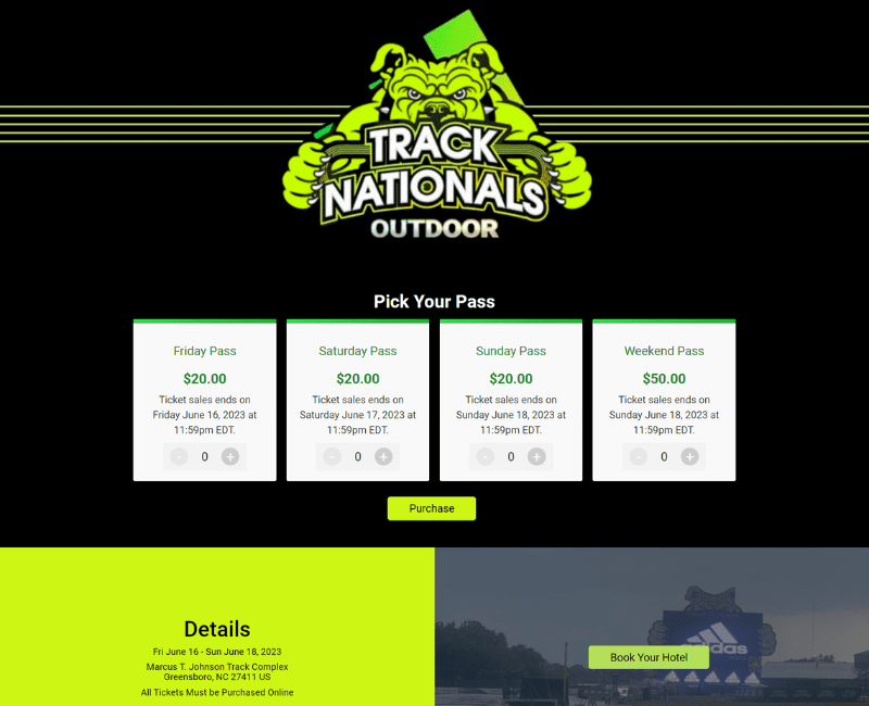 Adidas Outdoor Track Nationals TicketSignup