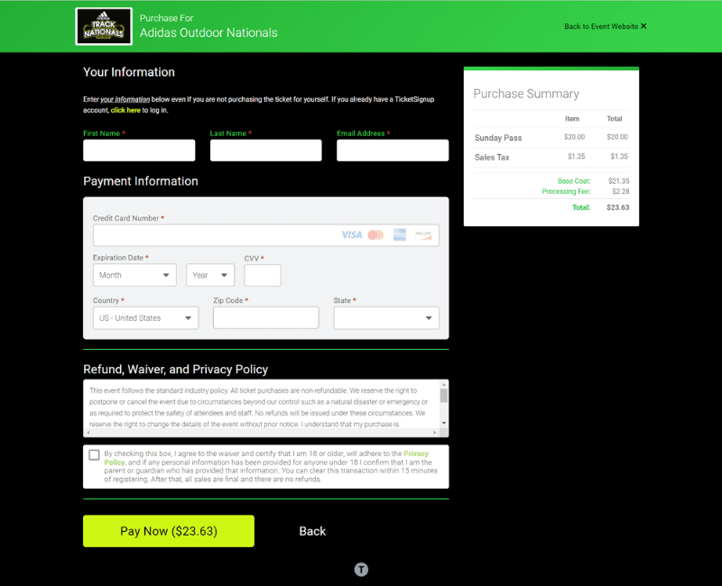 Spectator Ticket Information