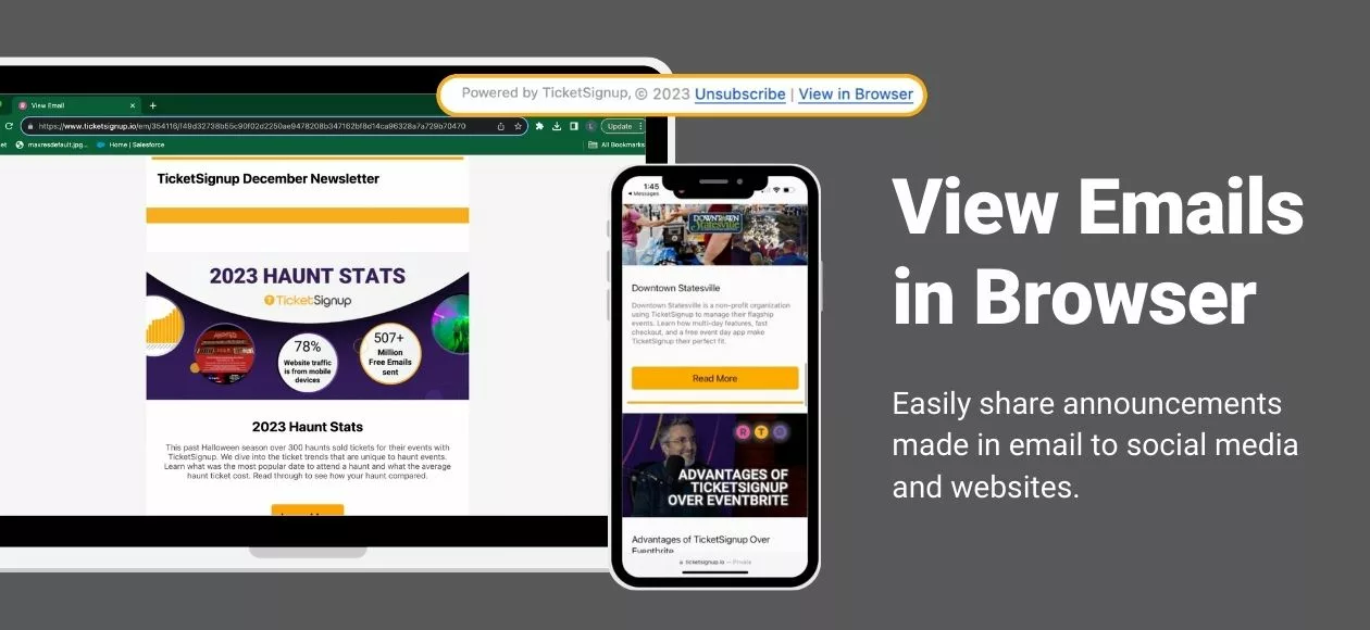 Viewing Email Image View Emails in Browser - TicketSignup