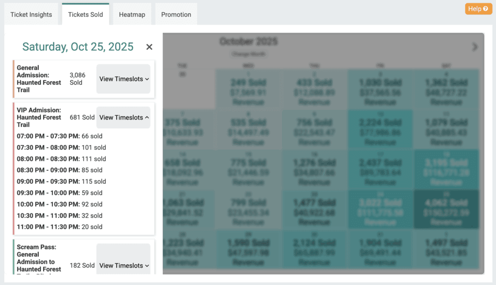 Haunt Ticketing Software Reporting