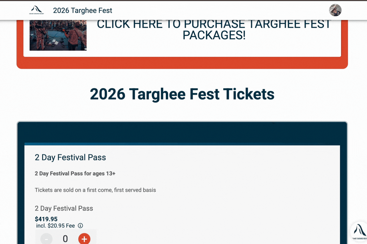 February 2026 Ticketing Roundup example Targhee Fest ticket options