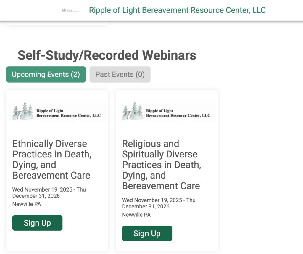 View of continuing education offerings on the website homepage
