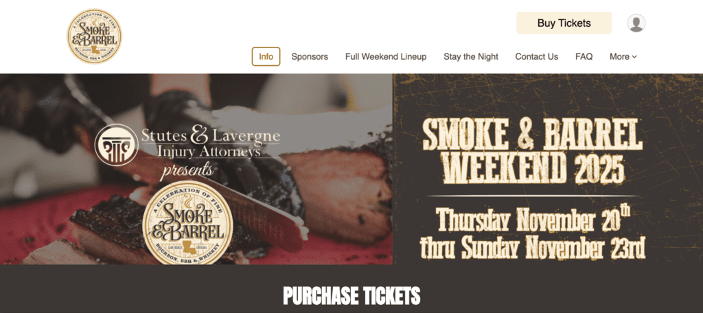 Smoke & Barrel Weekend event banner
