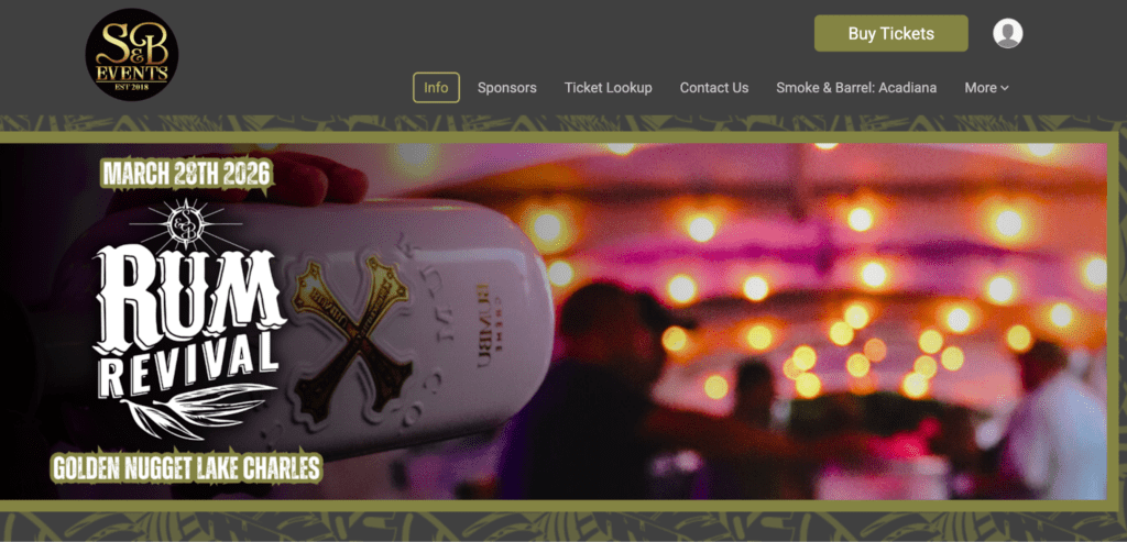 Smoke & Barrel Rum Revival event banner
