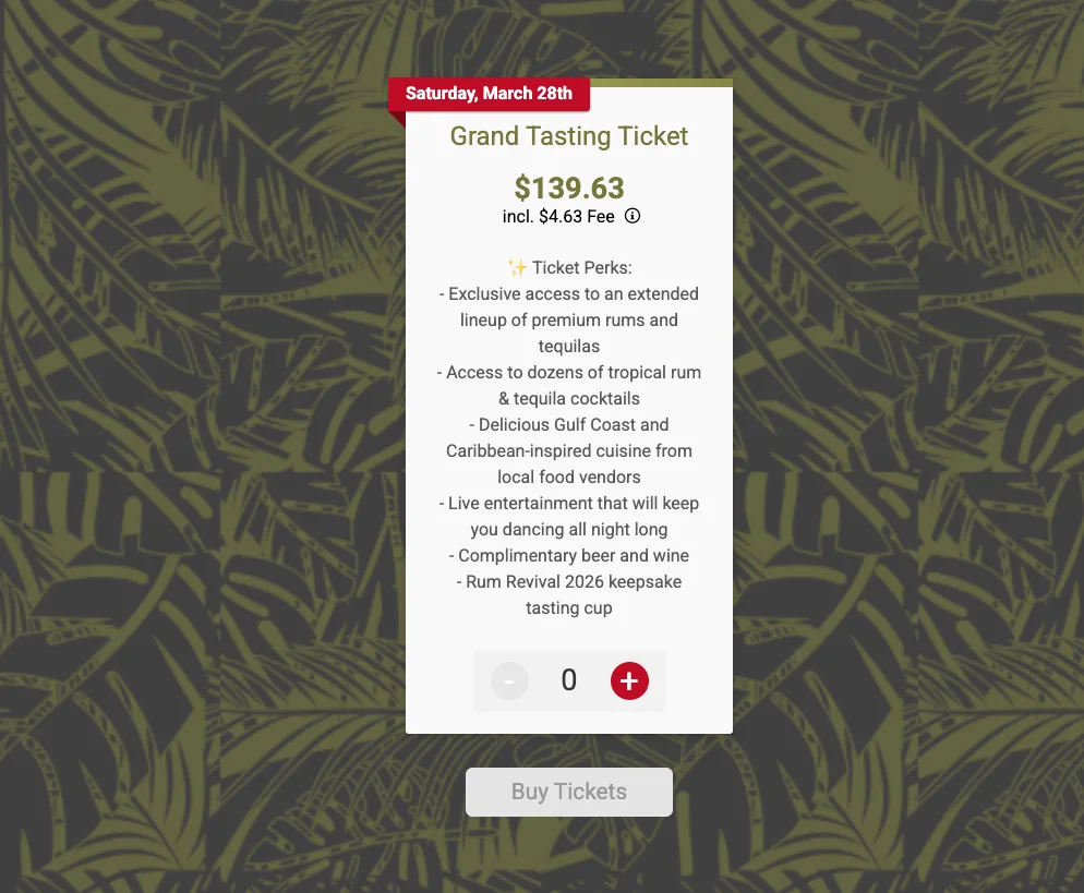 Smoke & Barrel event website with custom background