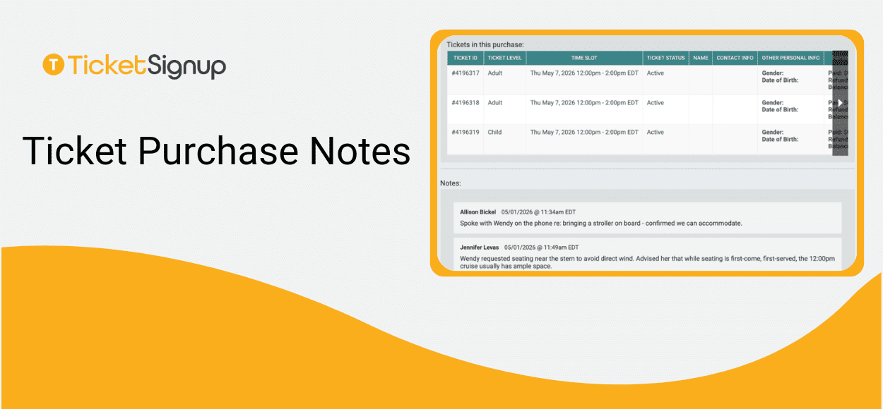 Note Number Purchase Ticket Purchase Notes - TicketSignup