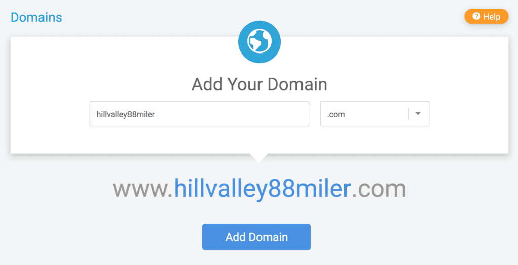 Screen of where to enter custom domain name on ticket dashboard