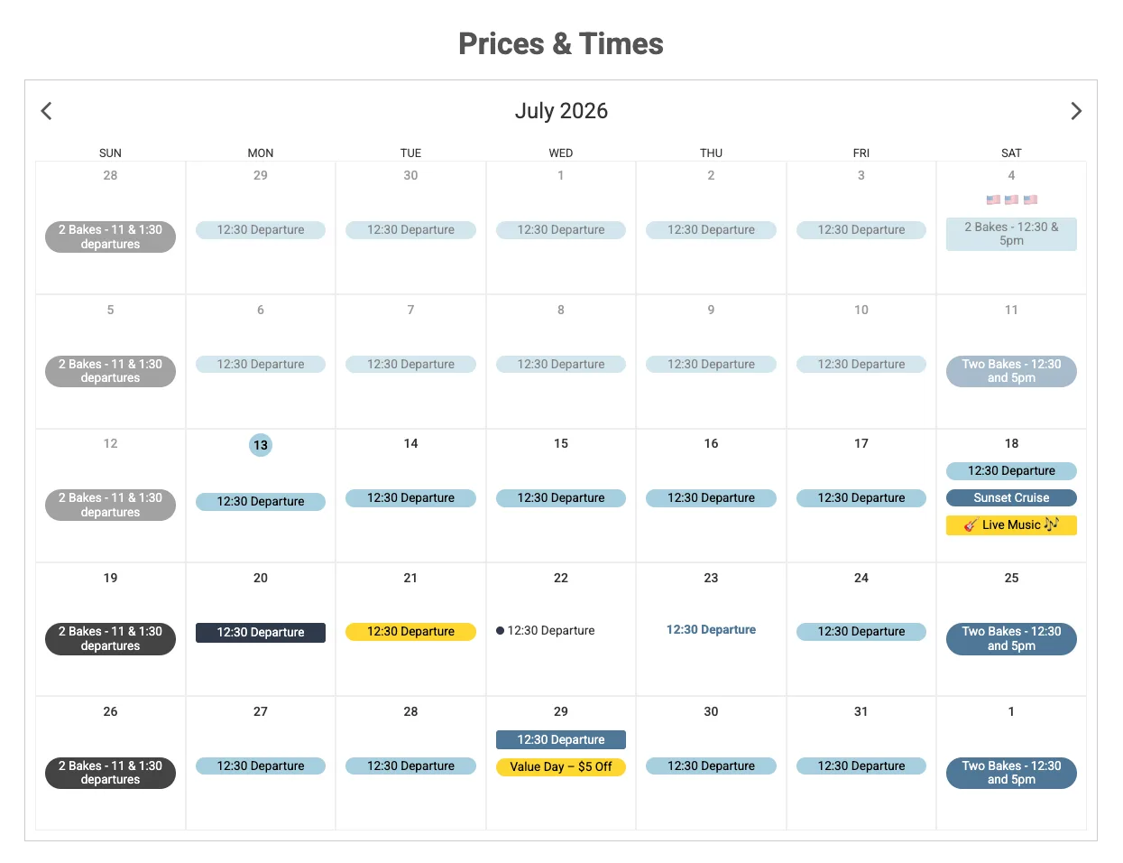 time slot calendar labels