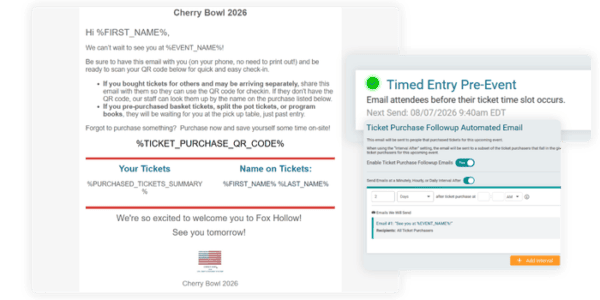 Automated free email for events
