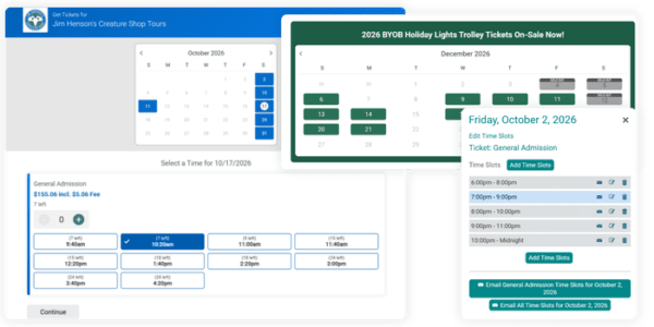 TicketSignup's tour booking software is built on a real calendar.