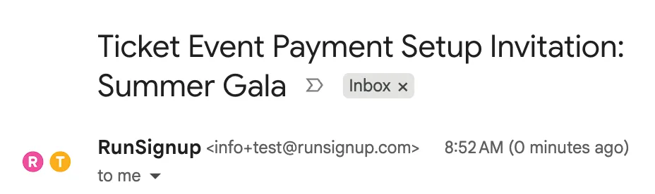 Set Up a Payment Account email 