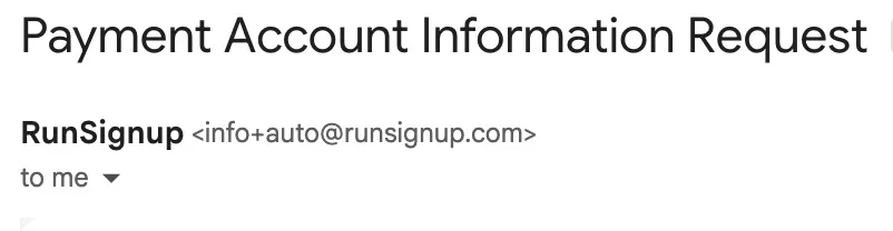 Email received when invited to Set Up a Payment Account