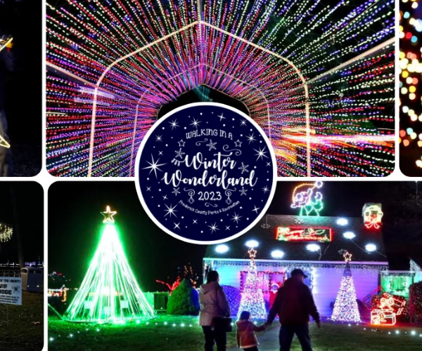 Walking in a Winter Wonderland holiday lights show at Clearbrook Park